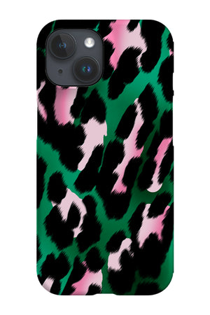 Leopard Print Brush Strokes Phone Case (Green & Pink) - Harper & Blake
