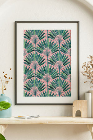 Mod Traveller Palms by Misentangledvision Giclée Art Print Poster (Pink) | Harper & Blake