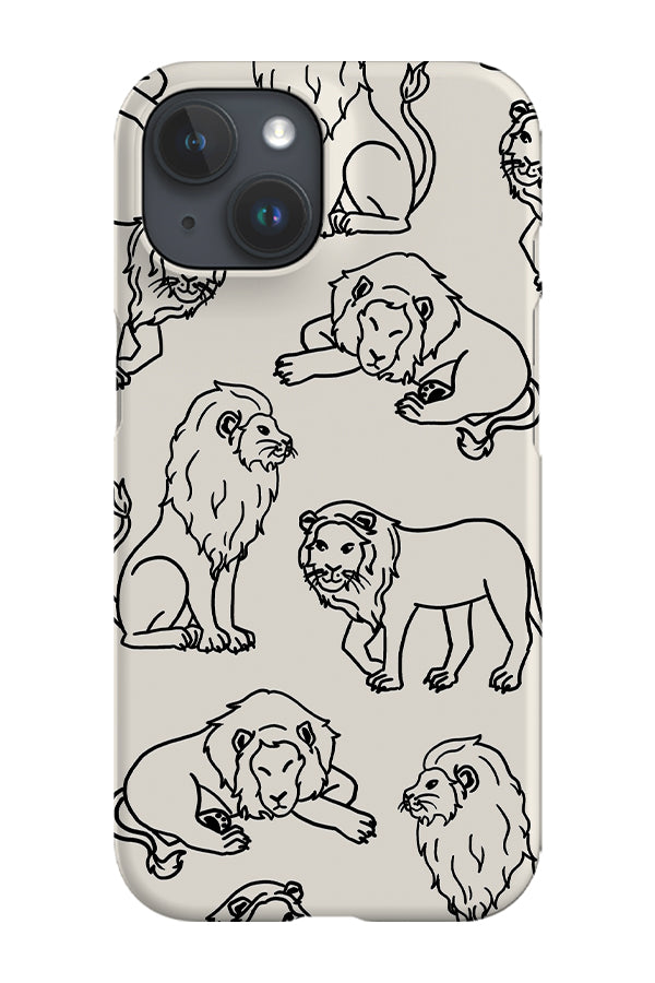 Lion Line Art Scatter Phone Case (Cream)