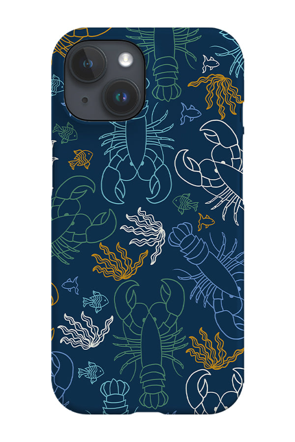 Lobster Coral Reef Line Art Phone Case (Blue) | Harper & Blake