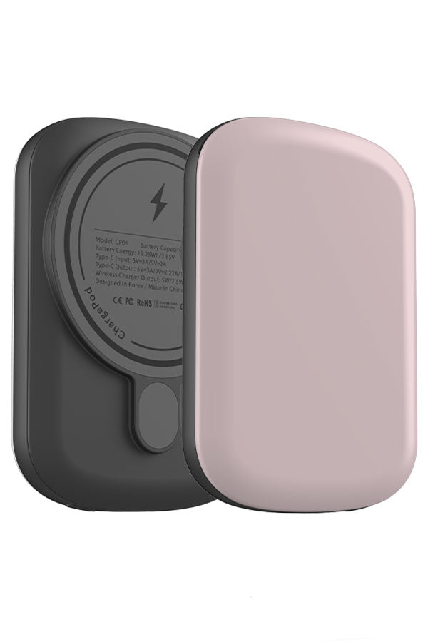 Plain Block Colour MagSafe ChargePod Power Bank (Pastel Pink) | Harper & Blake