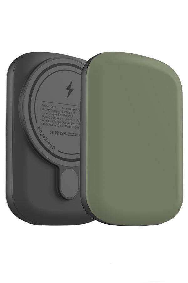Still Tone Block Colour MagSafe ChargePod Power Bank (Moss Green) | Harper & Blake