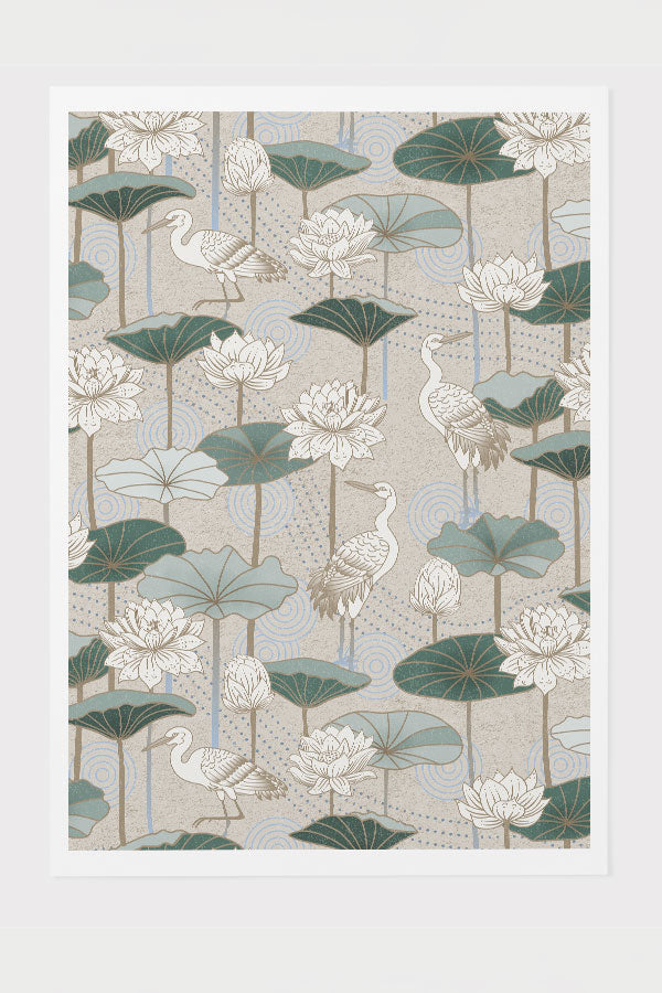 
                  
                    White Lotus Tranquillity by Misentangledvision Giclée Art Print Poster (Beige) | Harper & Blake
                  
                