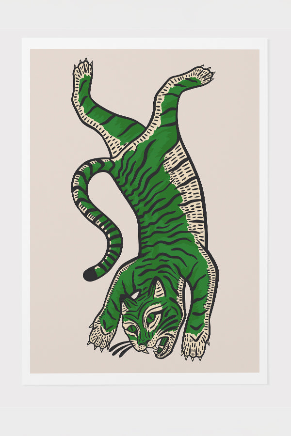 Tiger Giclée Art Print Poster | Harper & Blake | Beige Green