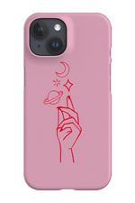 Minimalist Planet Hand Phone Case (Pink)