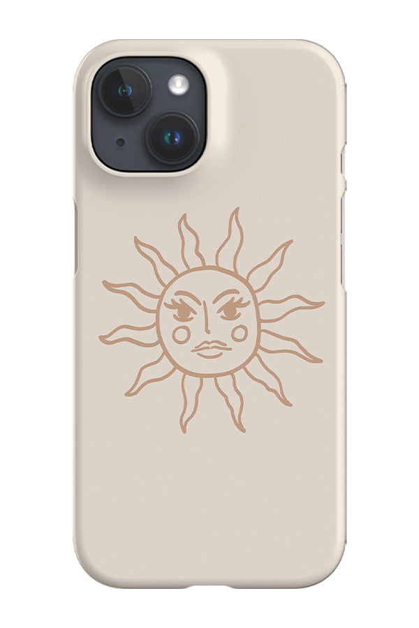 Minimalist Sun Face Phone Case (Beige Tan)