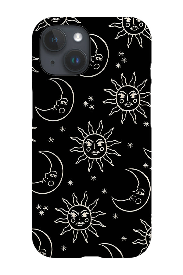 Minimalist Sun Moon Scatter Phone Case (Black)