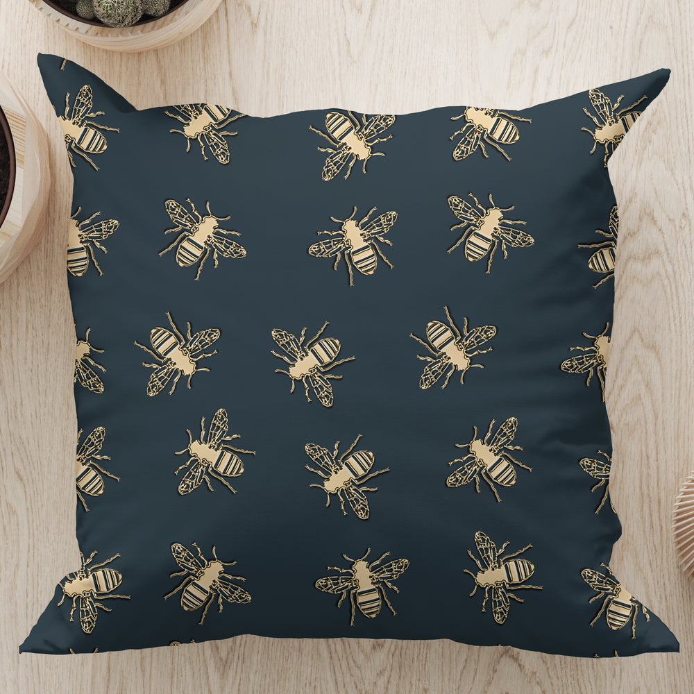 
                  
                    Bees Lux Square Cushion (Green & Gold) | Harper & Blake
                  
                