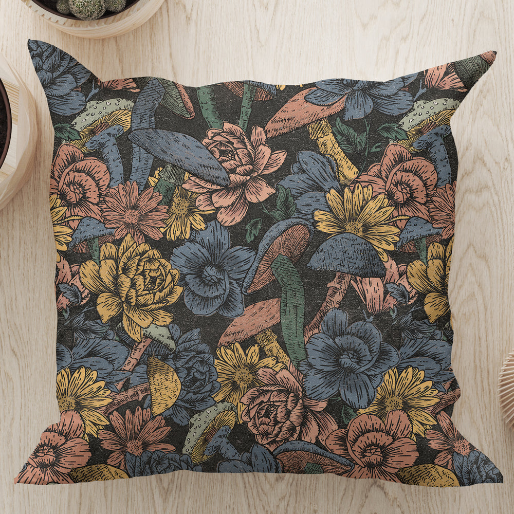 
                  
                    Mushroom Flowers Square Cushion (Blue Black) | Harper & Blake
                  
                