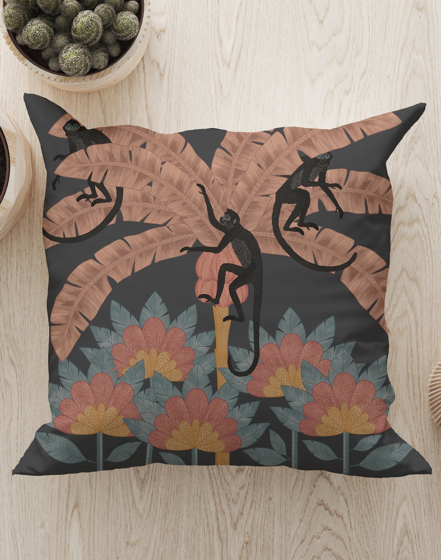 Monkey Palm Tree Square Cushion (Vintage) | Harper & Blake