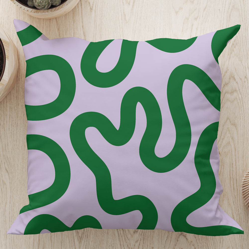 
                  
                    Swirl Lines Abstract Square Cushion (Lilac Green) | Harper & Blake
                  
                