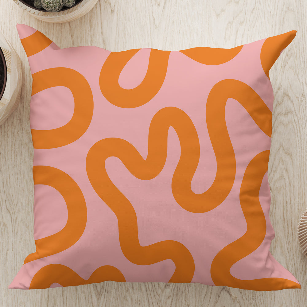 
                  
                    Swirl Lines Abstract Square Cushion (Pink Orange) | Harper & Blake
                  
                