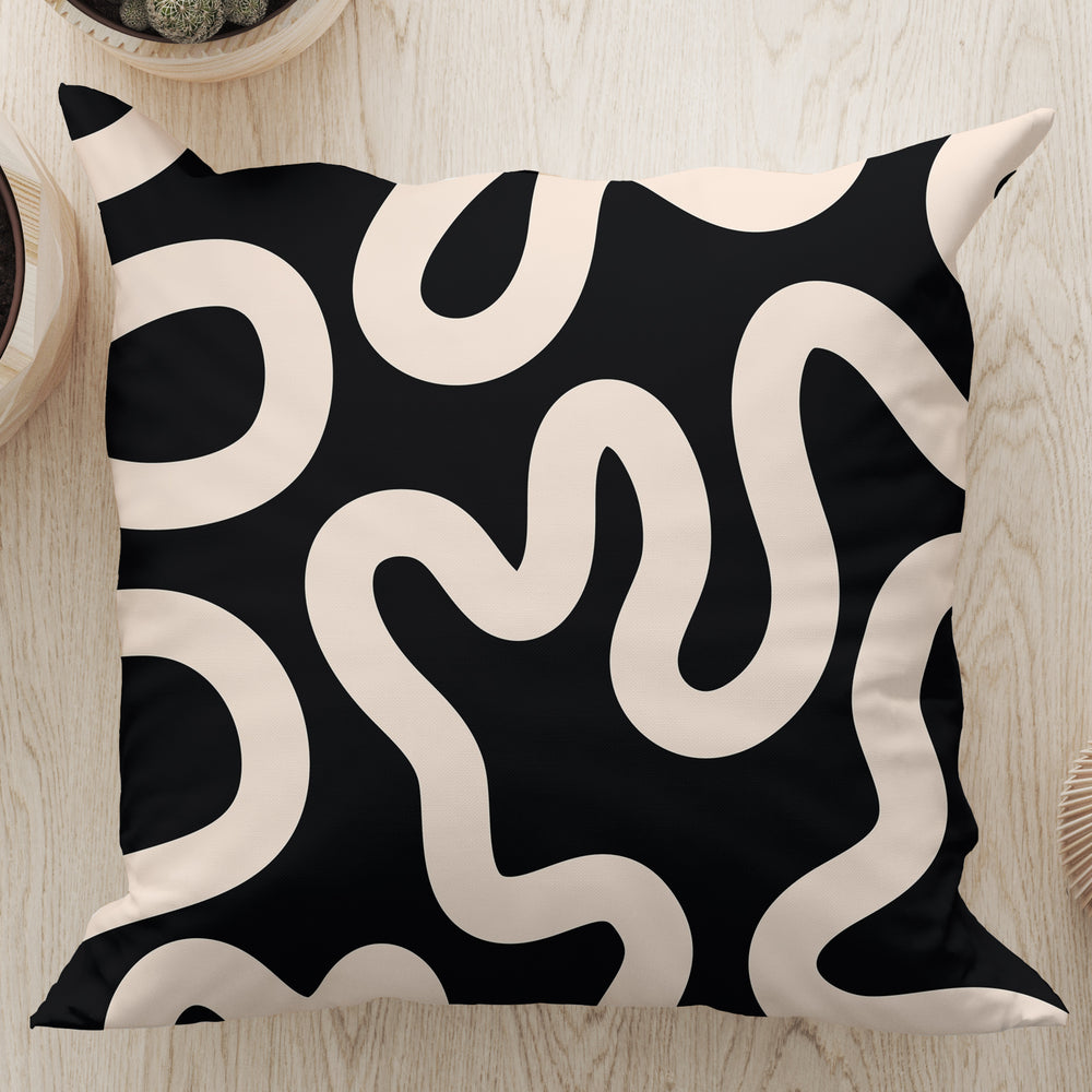 
                  
                    Swirl Lines Abstract Square Cushion (Black Peach) | Harper & Blake
                  
                