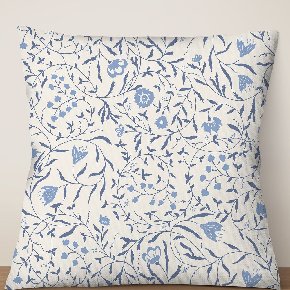 
                  
                    Climbing Vines Flowers by Denes Anna Design Square Cushion (Blue) | Harper & Blake
                  
                