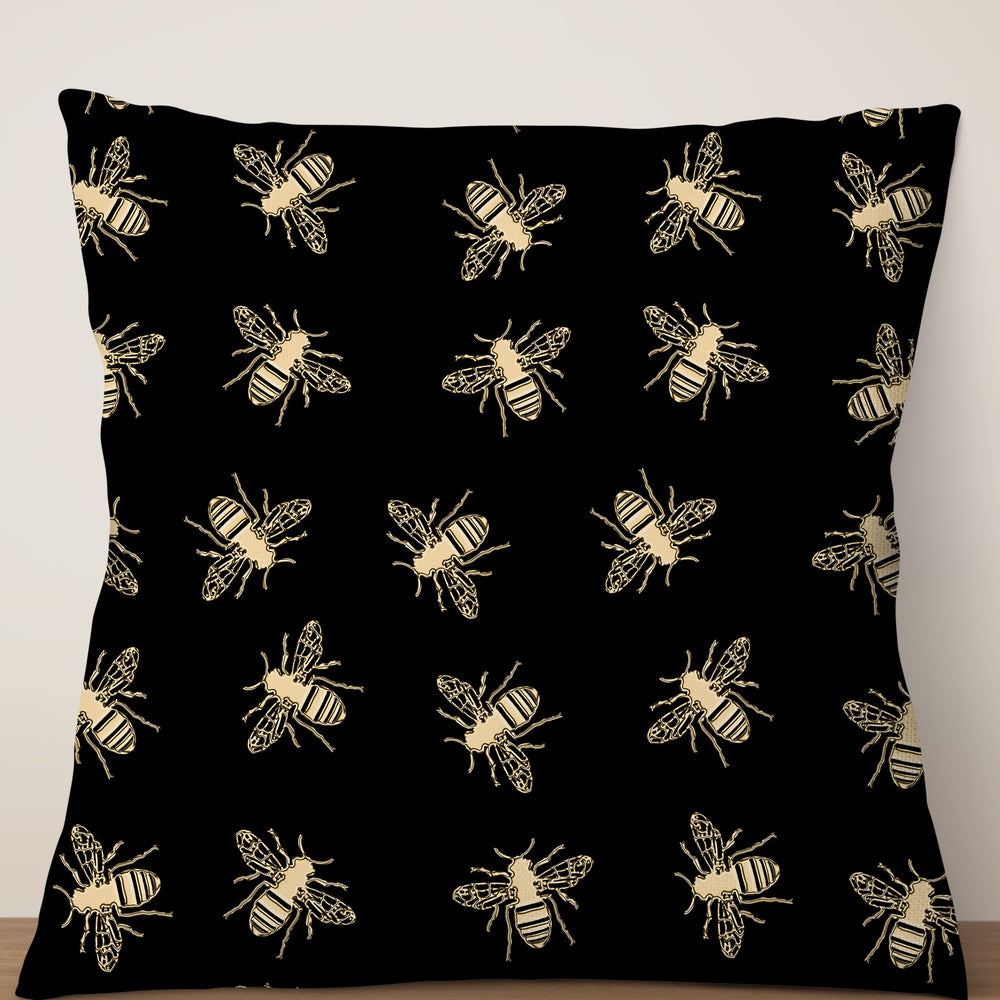 
                  
                    Bees Lux Square Cushion (Black & Gold) | Harper & Blake
                  
                