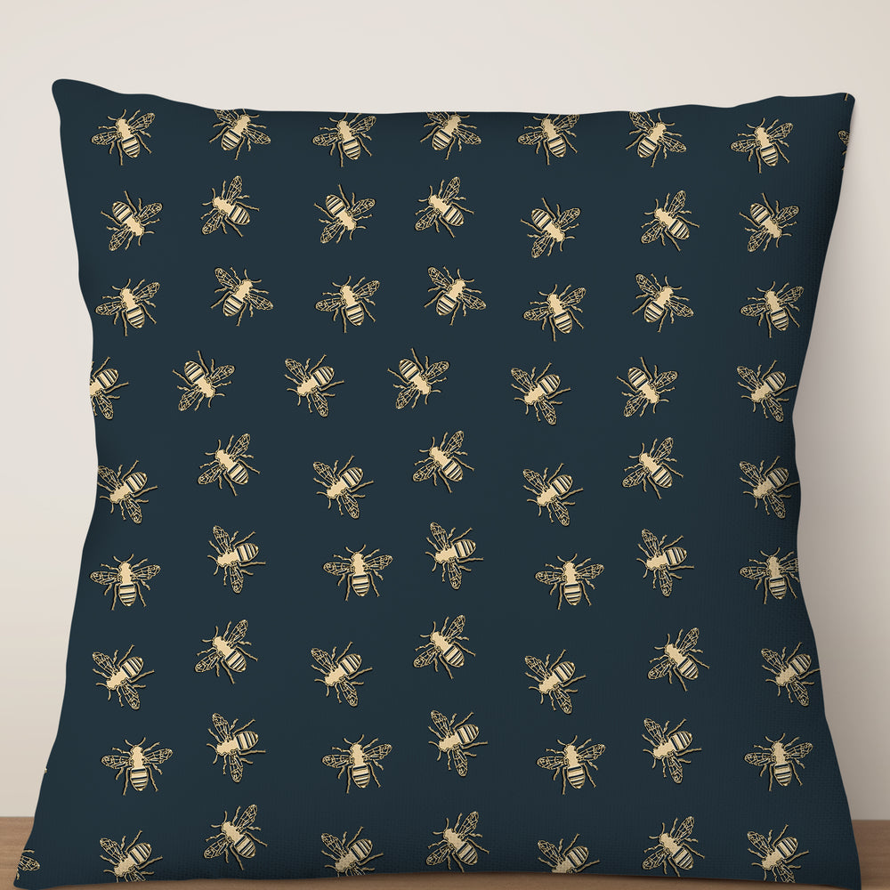 
                  
                    Small Bees Lux Square Cushion (Green & Gold) | Harper & Blake
                  
                