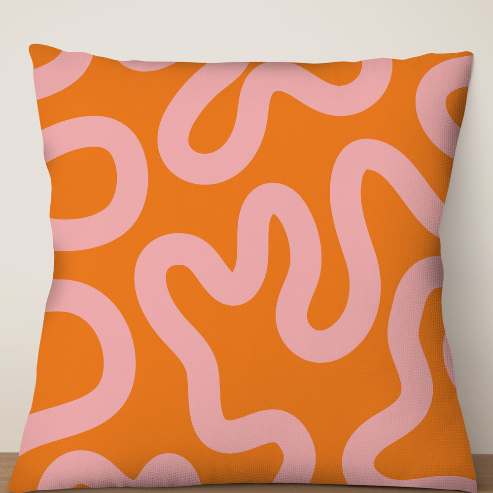 
                  
                    Swirl Lines Abstract Square Cushion (Orange Pink) | Harper & Blake
                  
                