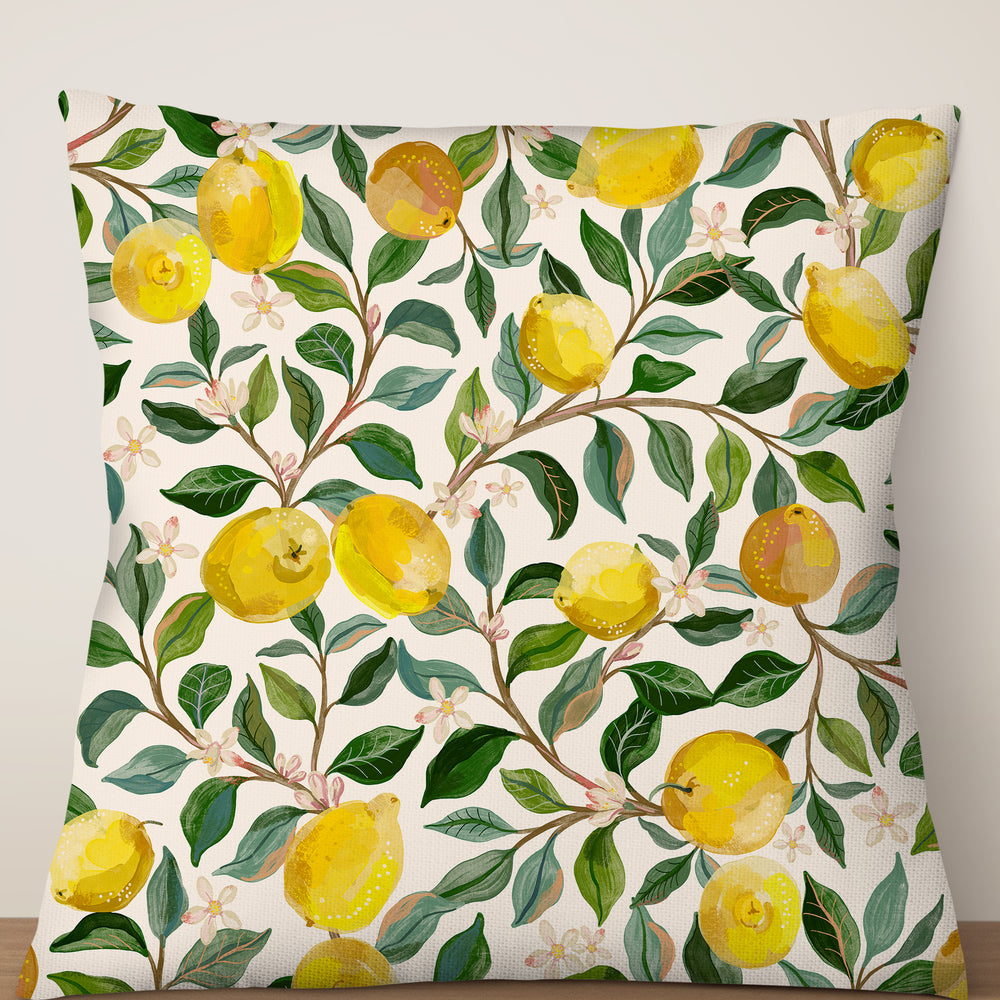 
                  
                    Luscious Lemons By Rebecca Elfast Square Cushion (Beige) | Harper & Blake
                  
                