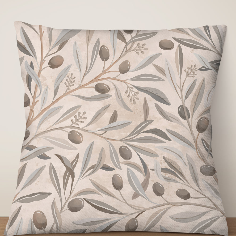 
                  
                    Mediterranean Painterly Olive Tree Branches By Rebecca Elfast Square Cushion (Neutrals) | Harper & Blake
                  
                