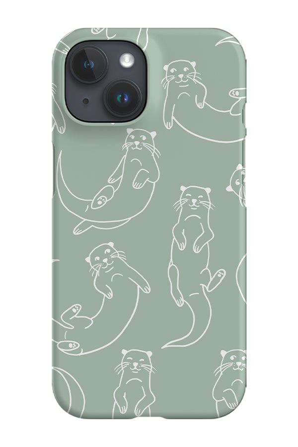 Otter Scatter Line Art Phone Case (Mint Green)