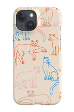 Panther Scatter Line Art Phone Case (Bright)