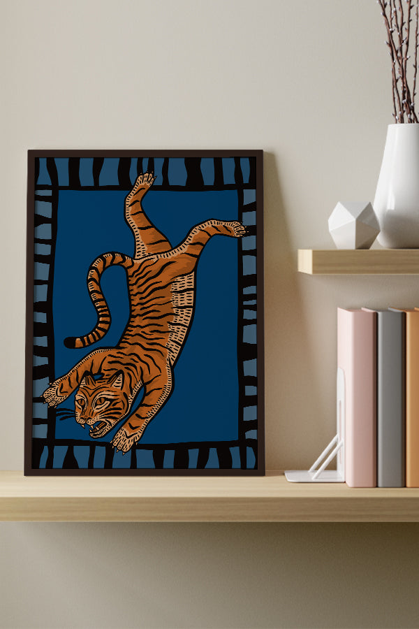 Tiger Placement Giclée Art Print Poster in Dark Blue | Harper & Blake