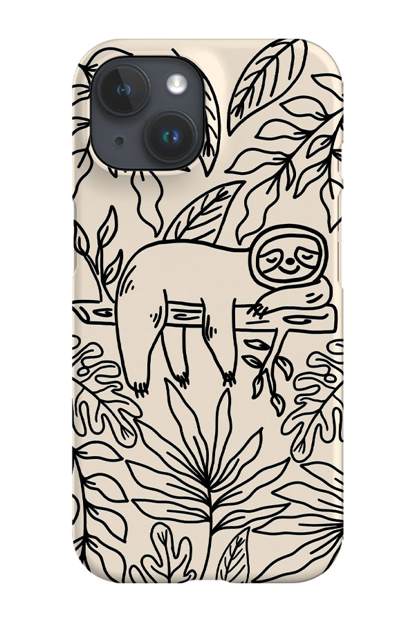 Sloth Line Art Jungle Phone Case (Cream)