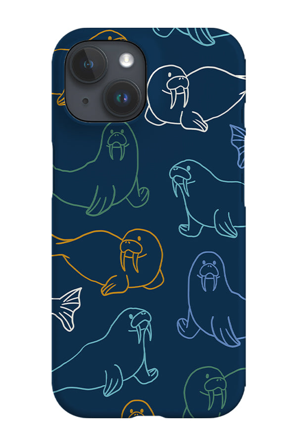 Walrus Scatter Phone Case (Navy) | Harper & Blake