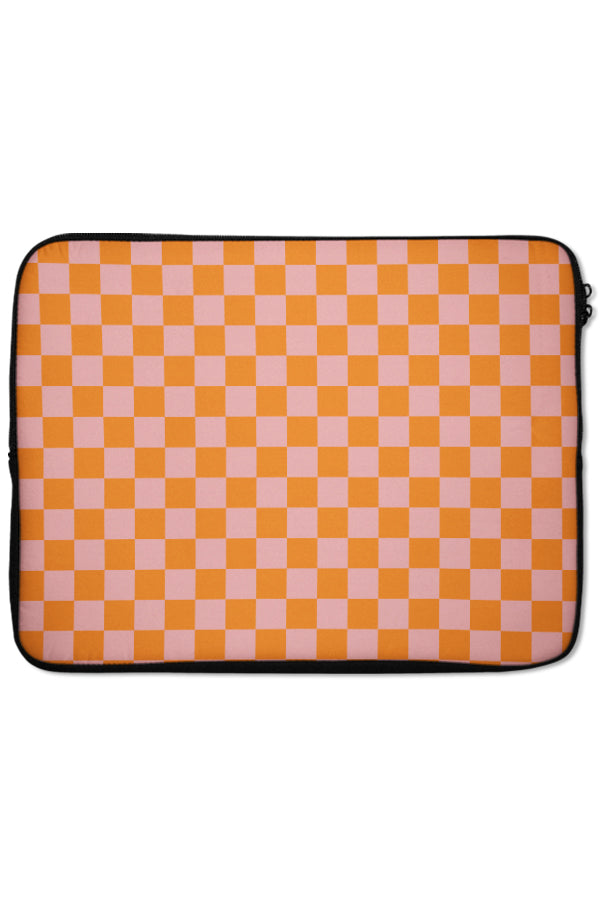 Checkered Laptop Sleeve (Orange Pink) | Harper & Blake