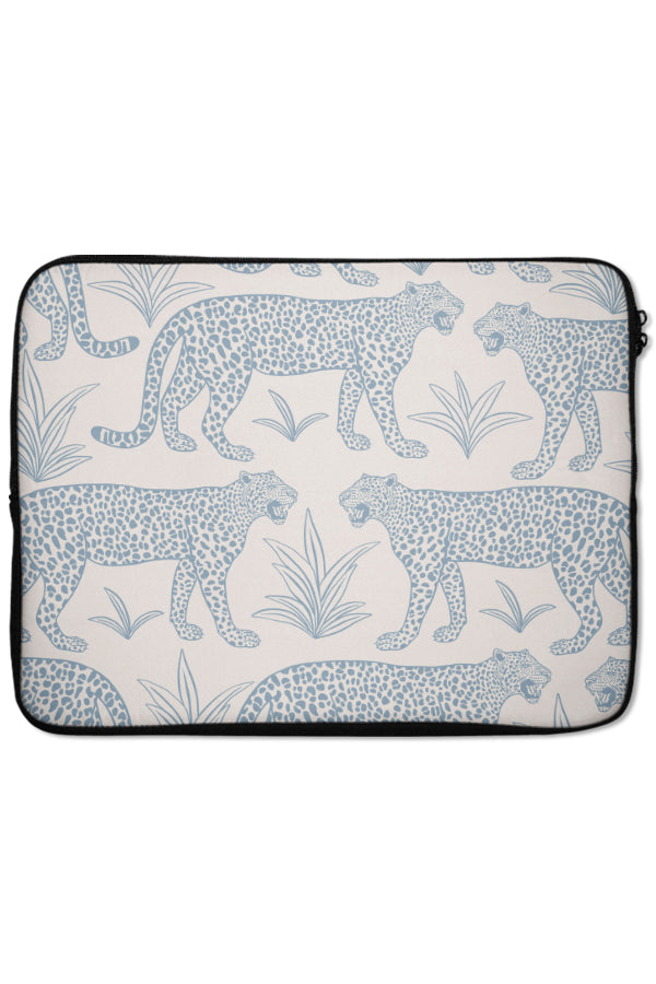 Leopard Scatter Laptop Sleeve (Ivory & Dusty Blue) | Harper & Blake