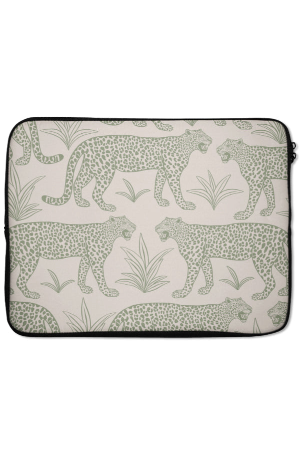 Leopard Scatter Laptop Sleeve (Moss Green) | Harper & Blake