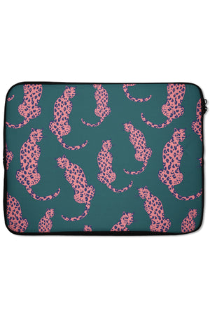 Leopard Animal Laptop Sleeve (Green Pink) | Harper & Blake