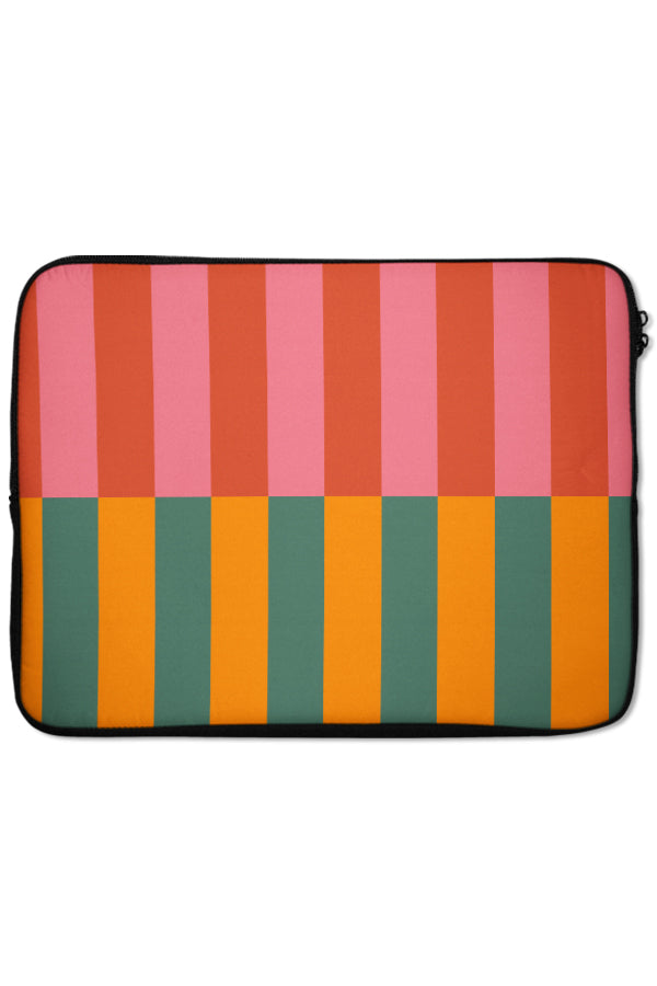 Shifted Stripes Laptop Sleeve (Green Orange)