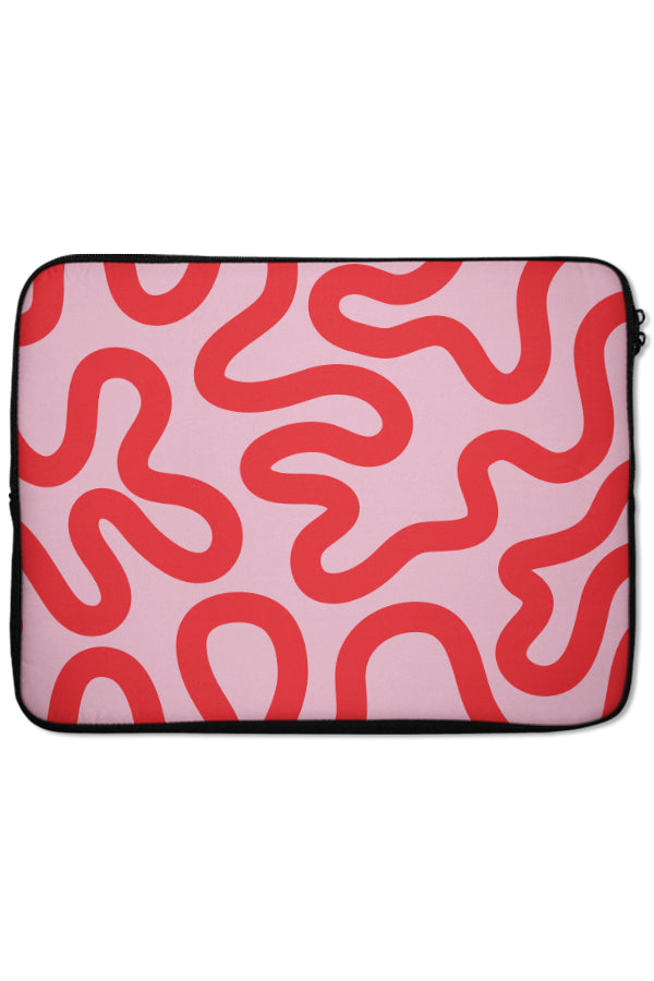 Swirl Lines Abstract Laptop Sleeve (Pink Red) | Harper & Blake