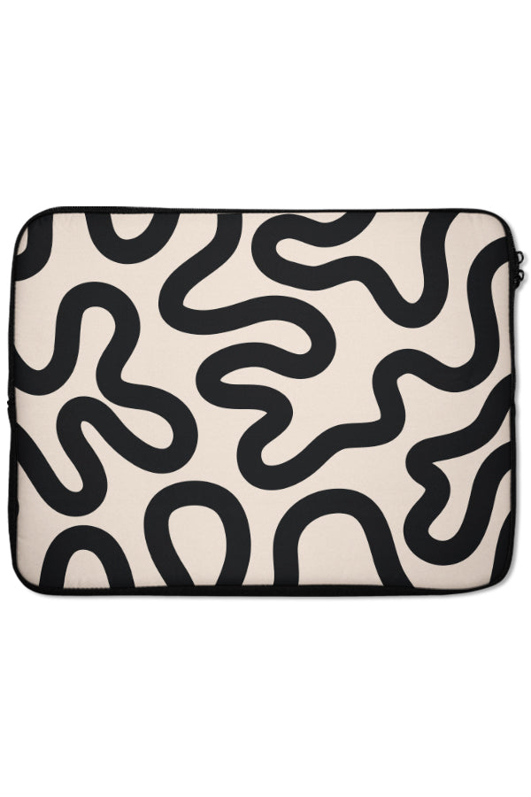 Swirl Lines Abstract Laptop Sleeve (Peach Black) | Harper & Blake