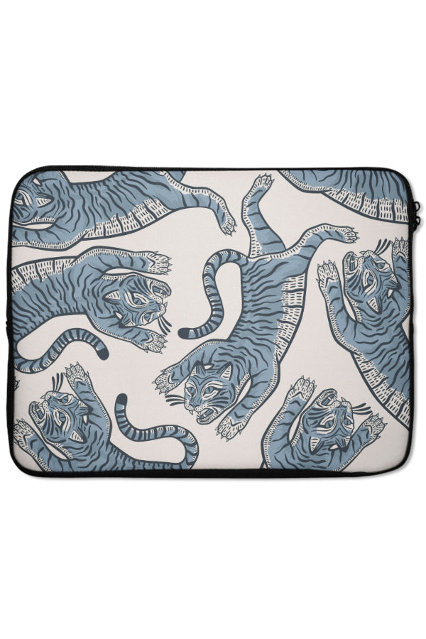 Tiger Placement Laptop Sleeve (Ivory & Dusty Blue) | Harper & Blake