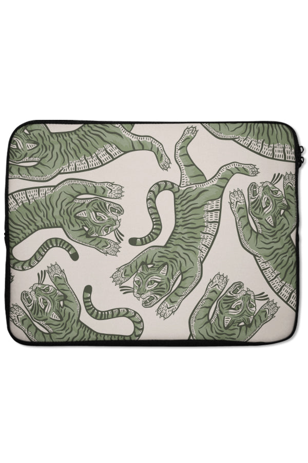 Tiger Placement Laptop Sleeve (Linen & Moss Green) | Harper & Blake