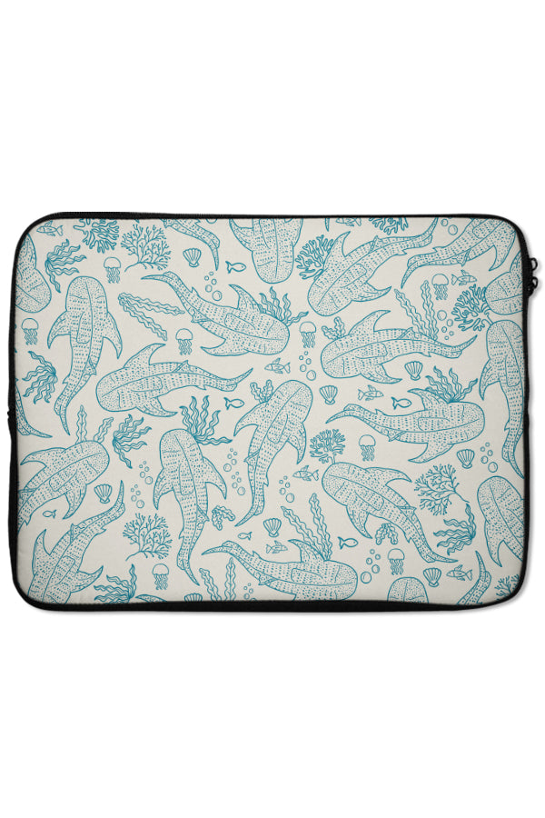 Whale Shark Scatter Coral Reef Laptop Sleeve (Beige Blue) | Harper & Blake