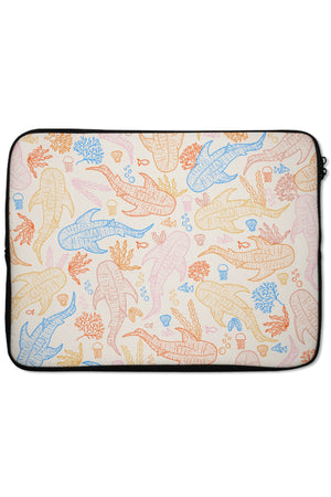 Whale Shark Scatter Coral Reef Laptop Sleeve (Bright) | Harper & Blake