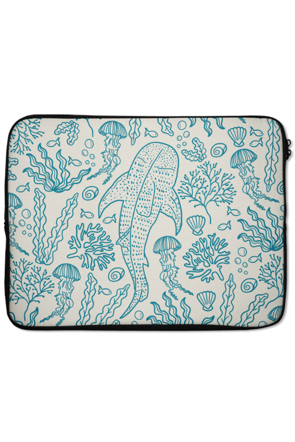 Whale Shark Coral Reef Laptop Sleeve (Beige Blue)