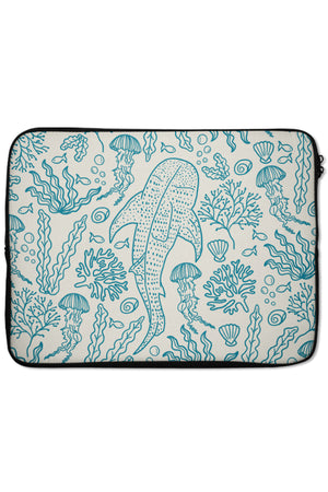 Whale Shark Coral Reef Laptop Sleeve (Beige Blue) | Harper & Blake