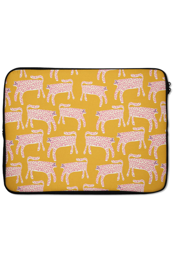 Cheetah Print Laptop Sleeve (Yellow) | Harper & Blake