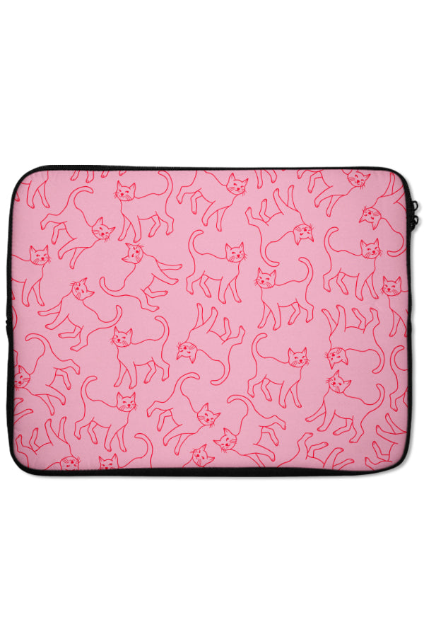 Cats Line Art Laptop Sleeve (Pink) | Harper & Blake