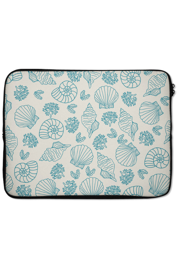Seashell Coral Reef Laptop Sleeve (Beige Blue) | Harper & Blake