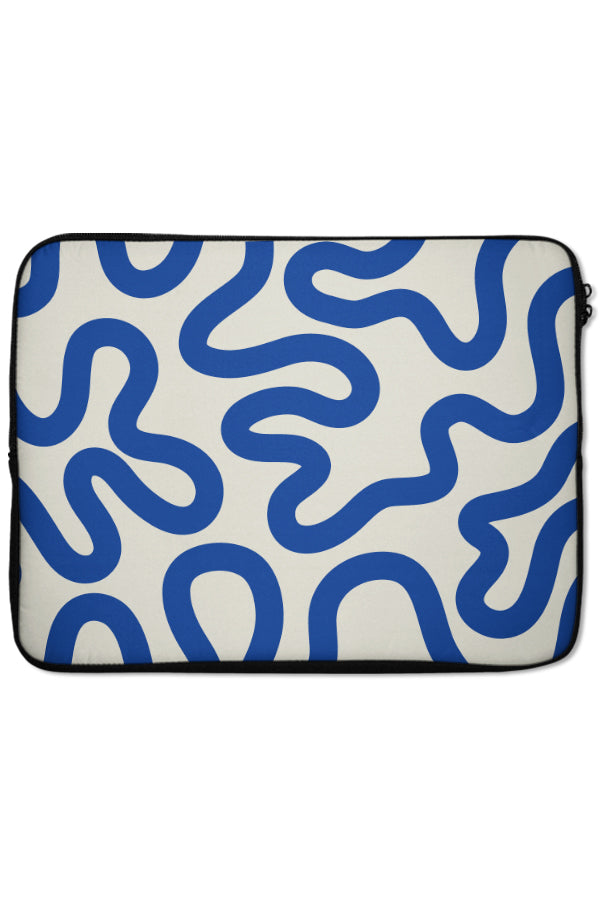 Swirl Lines Abstract Laptop Sleeve (Cream Blue) | Harper & Blake