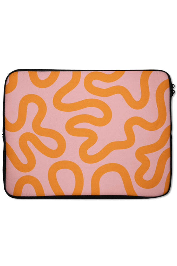Swirl Lines Abstract Laptop Sleeve (Pink Orange) | Harper & Blake