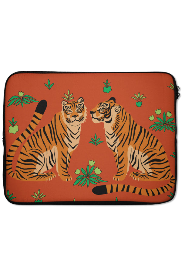 Two Floral Tigers Laptop Sleeve (Red) | Harper & Blake