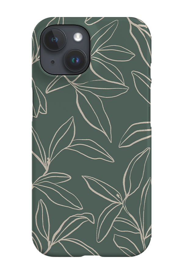 Line Art Willow Leaves Phone Case (Green Beige)