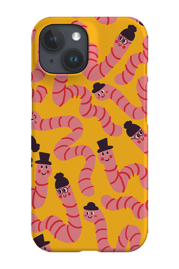 Worms with Hats Phone Case (Yellow)