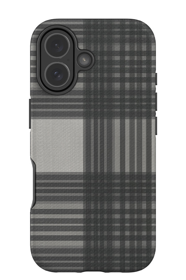 blanket loom check tough phone case with a black and white gingham check pattern
